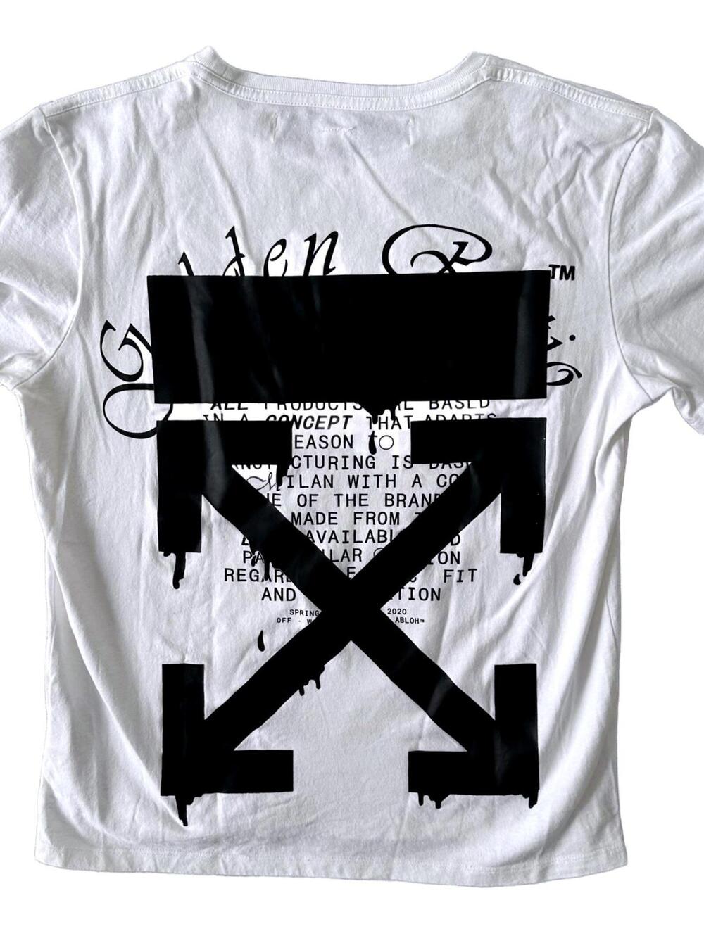 Off-White 2013 White Dripping Arrows Graphic Print T-Shirt - Small
